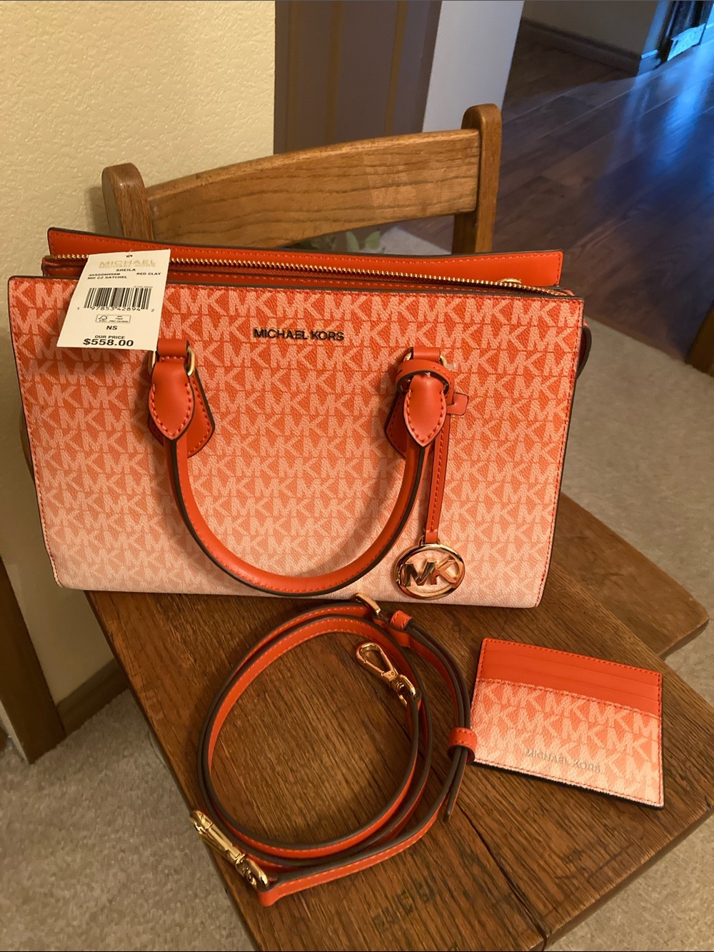Michael Kors Sheila Medium Crossbody/Satchel & Cooper Card Case Bundle NWT